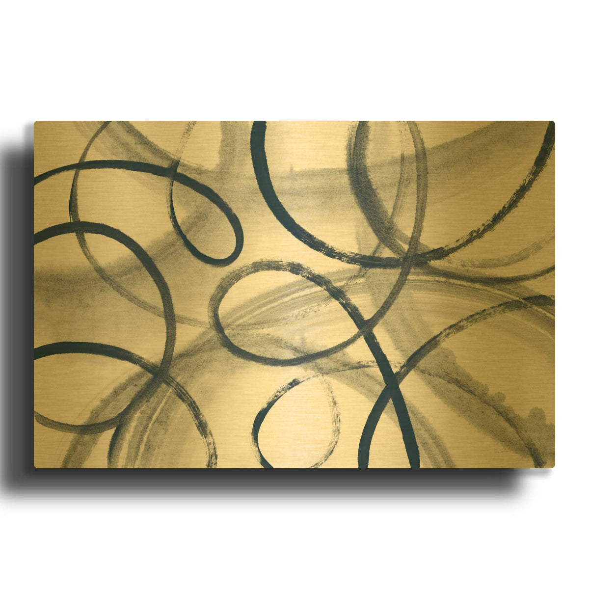 'Calligraphia With Navy' By Sue Schlabach Gold Metal Wall Art