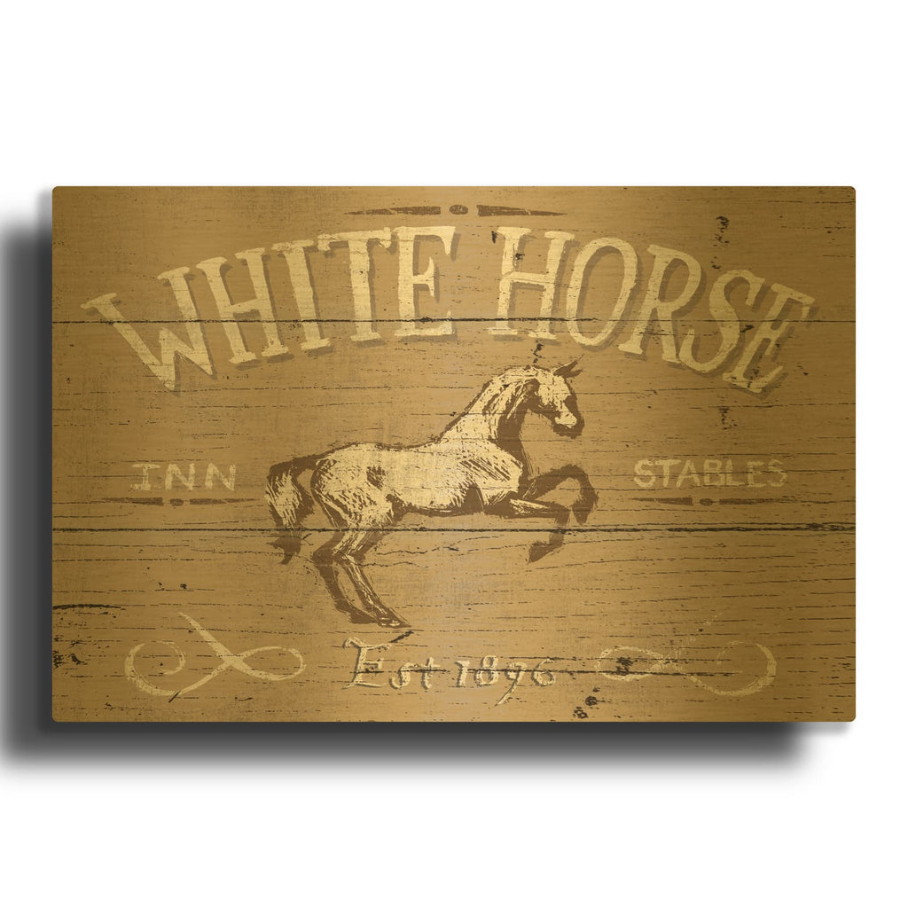 'Horse Signs 2 Neutral' By Wellington Studio Gold Metal Wall Art