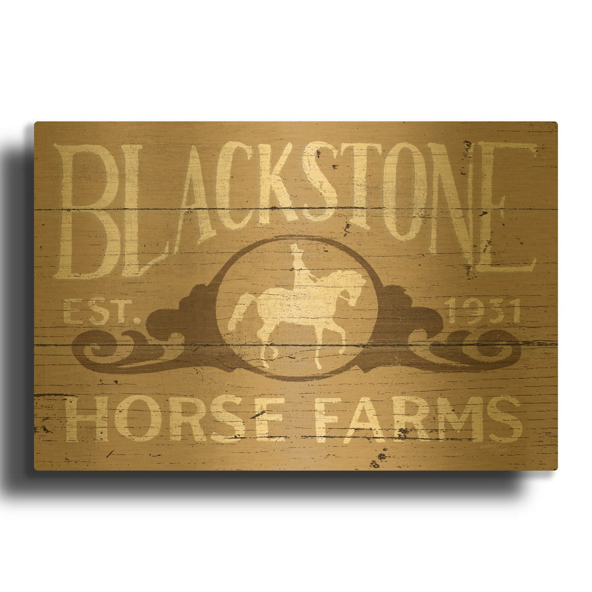 'Horse Signs 4 Neutral' By Wellington Studio Gold Metal Wall Art