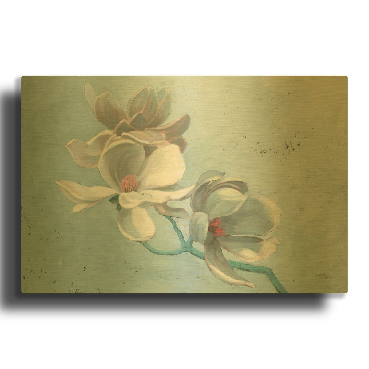 'Magnolia Branch' By Wellington Studio Gold Metal Wall Art