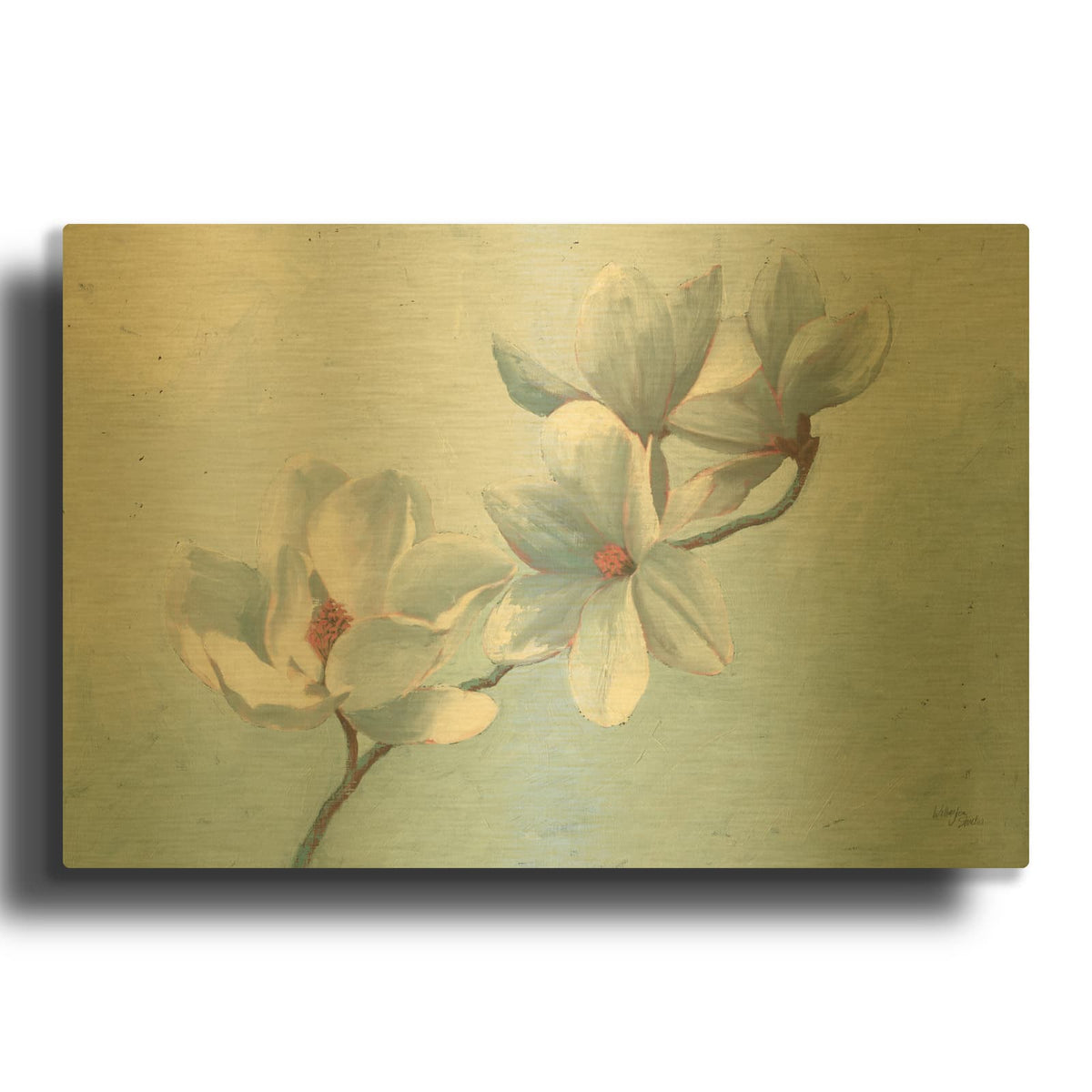 'Magnolia Time' By Wellington Studio Gold Metal Wall Art