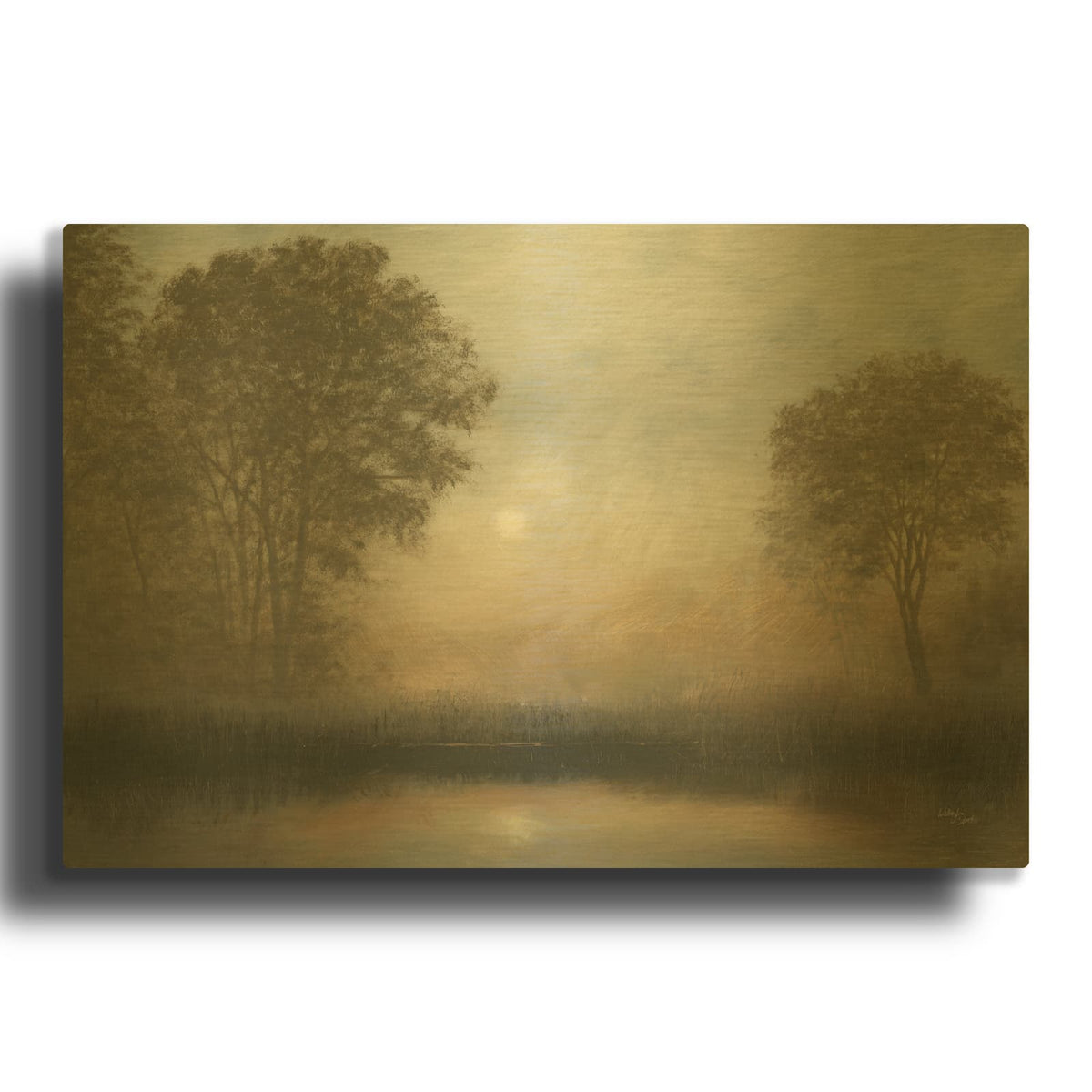 'Moon at Dusk' By Wellington Studio Gold Metal Wall Art