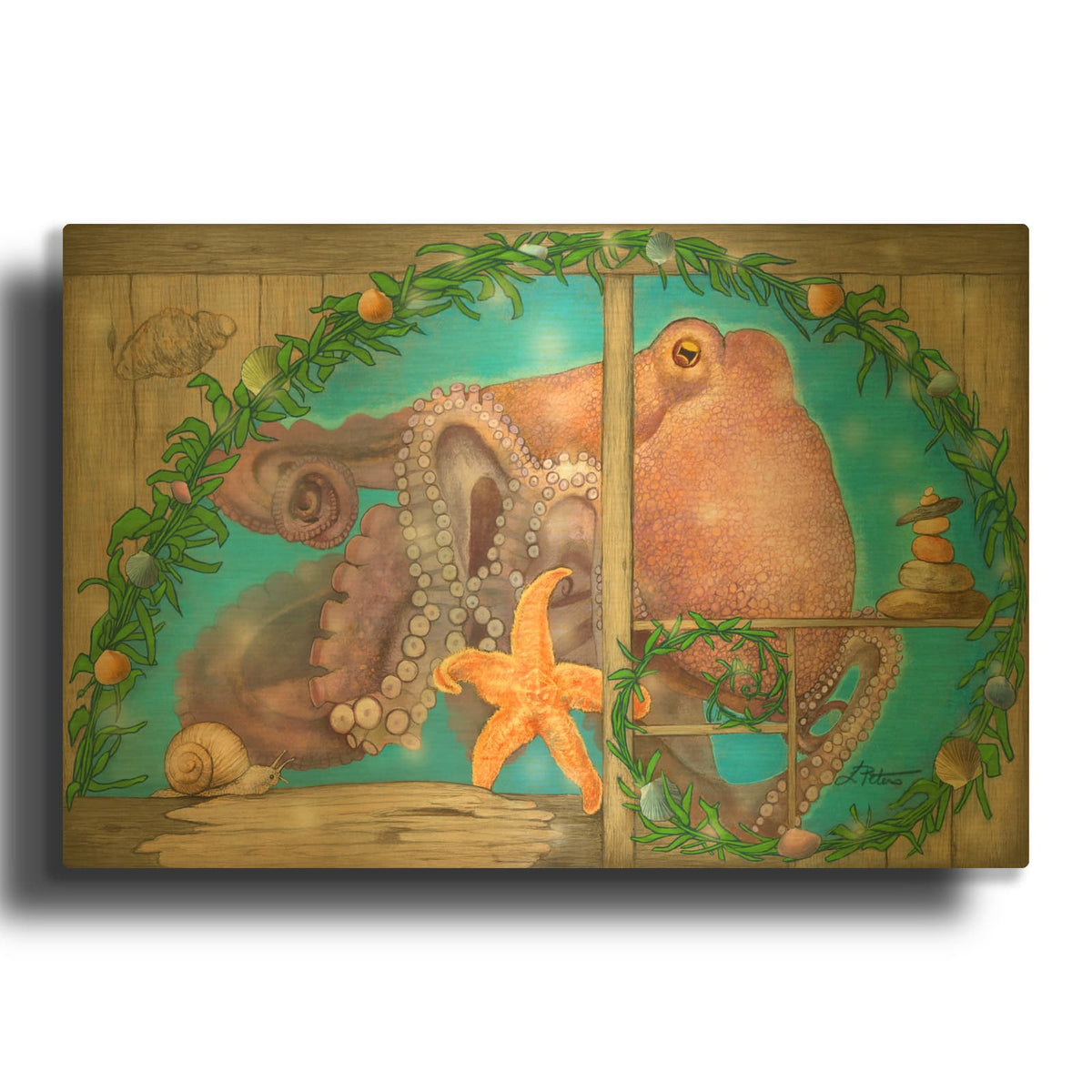 'Conversations With Cairns' By Art and a Little Magic Gold Metal Wall Art