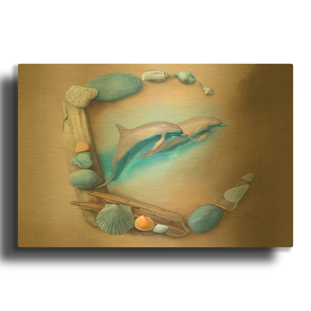 'Crescent Sea Angels' By Art and a Little Magic Gold Metal Wall Art
