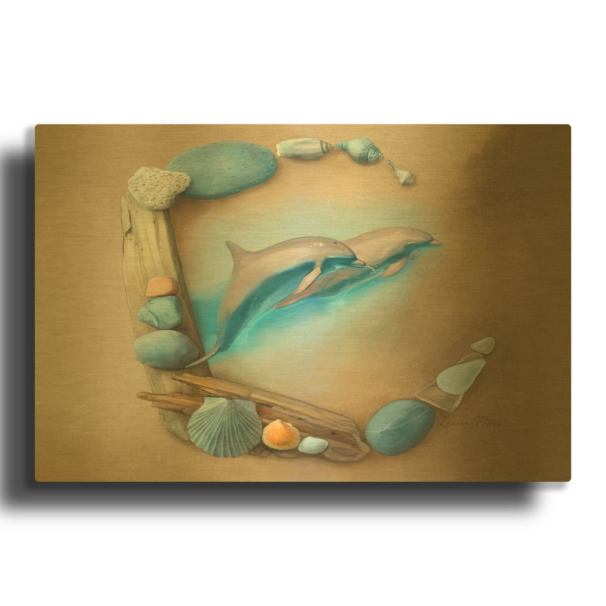 'Crescent Sea Angels' By Art and a Little Magic Gold Metal Wall Art