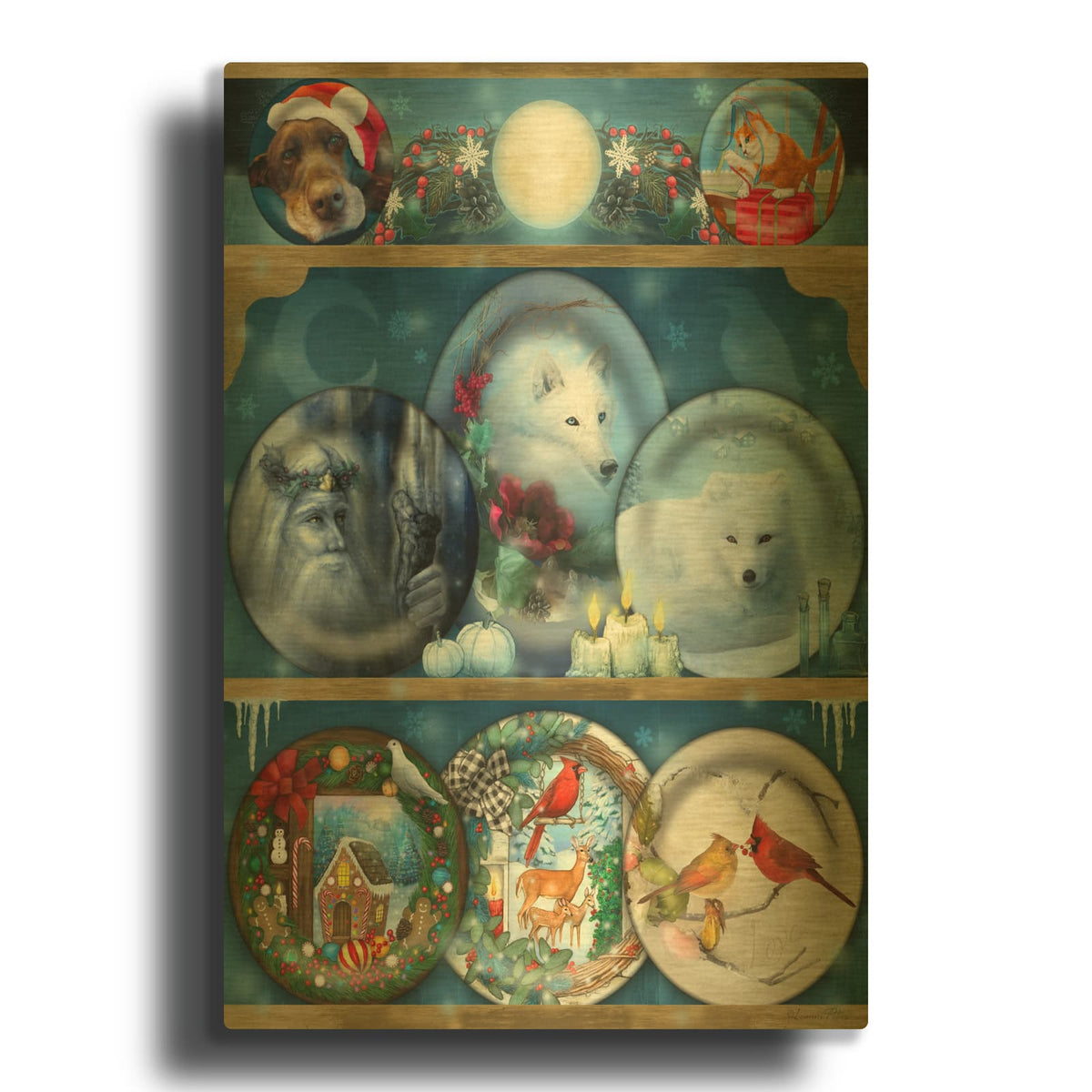 'Holiday Plates' By Art and a Little Magic Gold Metal Wall Art
