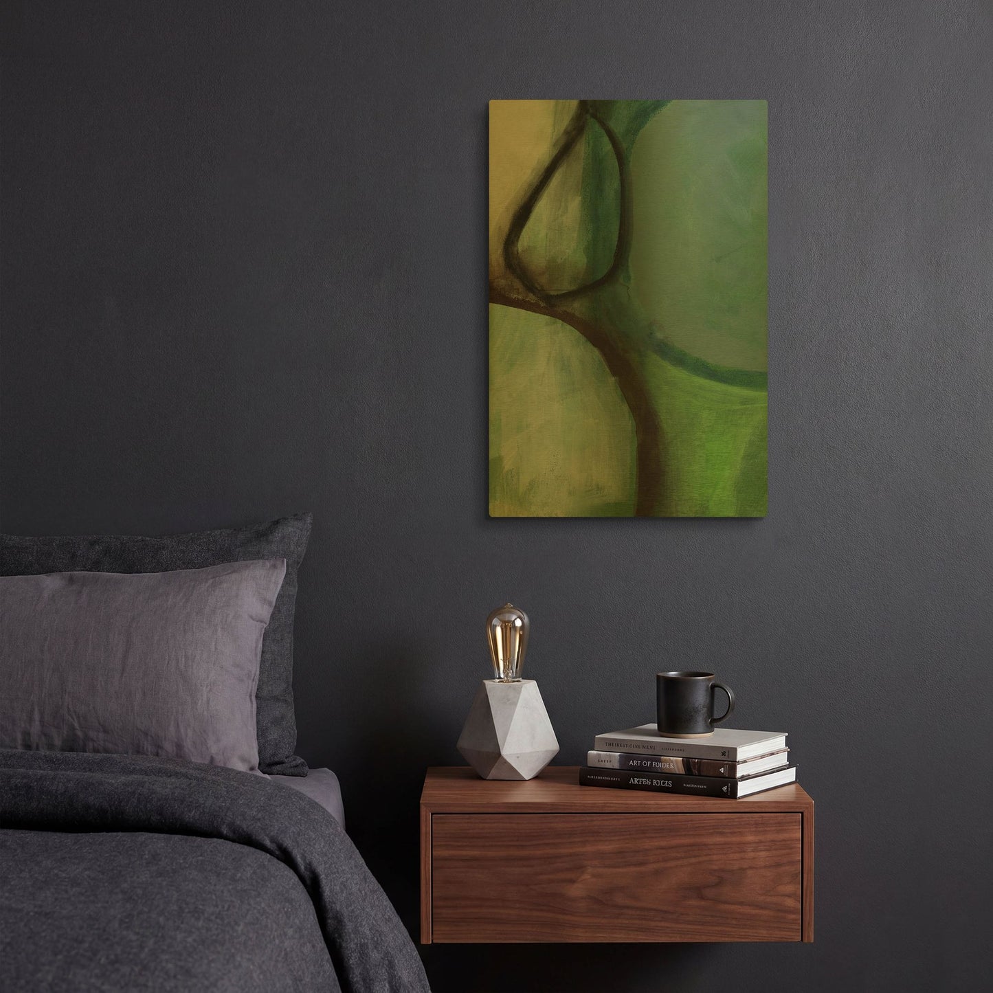 'Green Abstract' By Linda Woods Gold Metal Wall Art