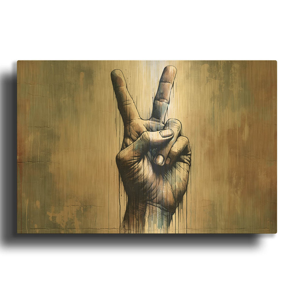 'V For Victory' By Andreas Magnusson Gold Metal Wall Art