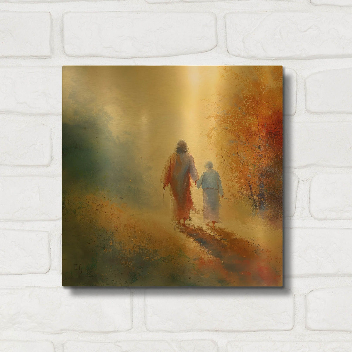 'Guidance On The Path - A Journey With Christ' By Ivan Guaderrama Gold Metal Wall Art