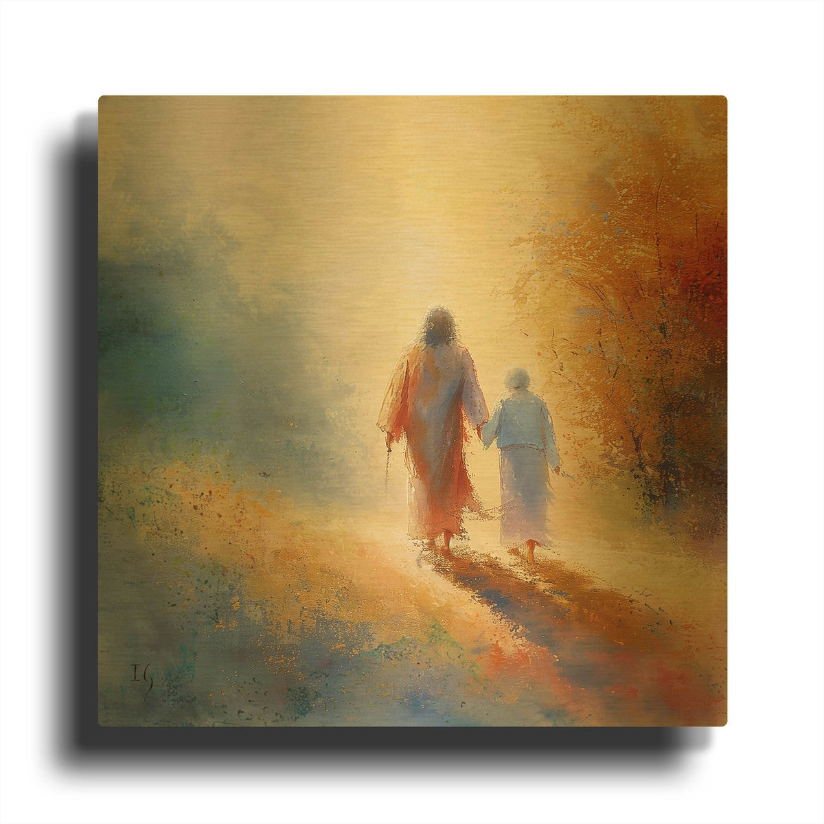 'Guidance On The Path - A Journey With Christ' By Ivan Guaderrama Gold Metal Wall Art