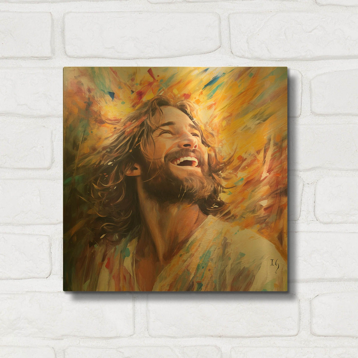 'Jesus - Euphoria In Divine Radiance' By Ivan Guaderrama Gold Metal Wall Art