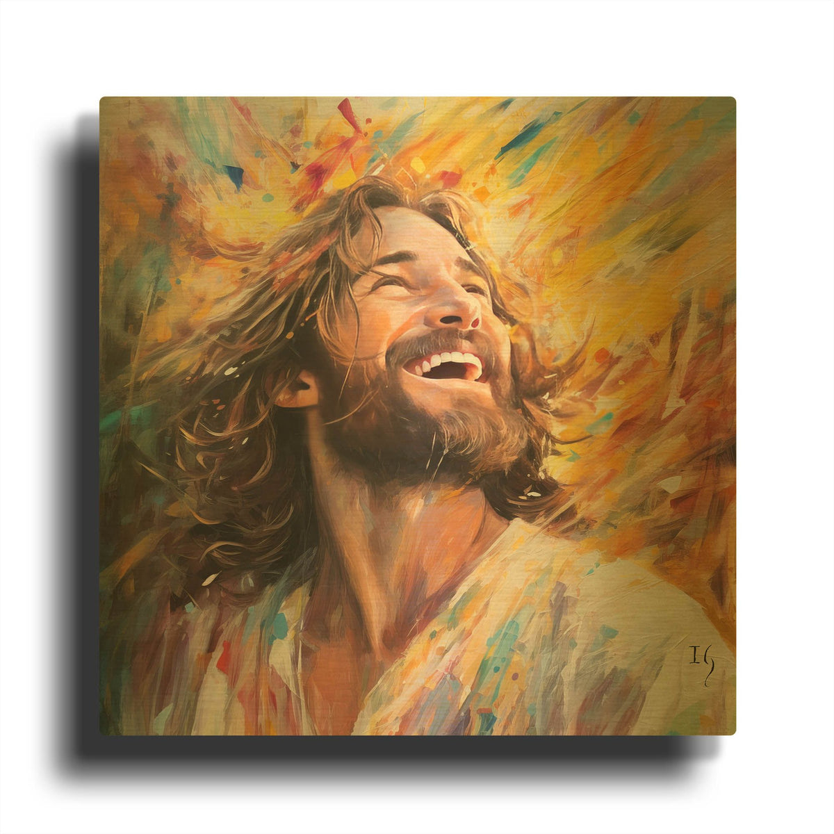 'Jesus - Euphoria In Divine Radiance' By Ivan Guaderrama Gold Metal Wall Art