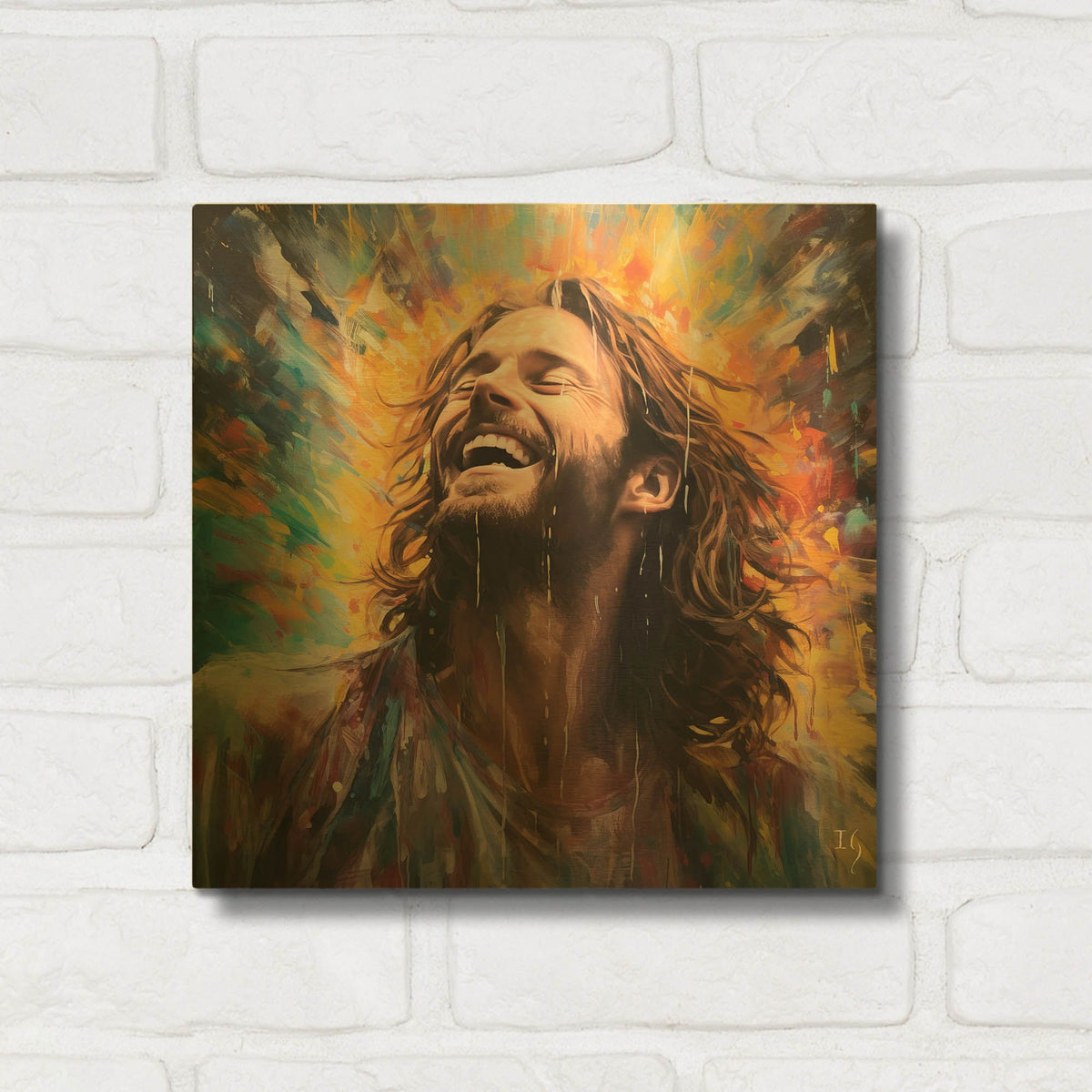 'Jesus - Rapture In Rain And Radiance' By Ivan Guaderrama Gold Metal Wall Art