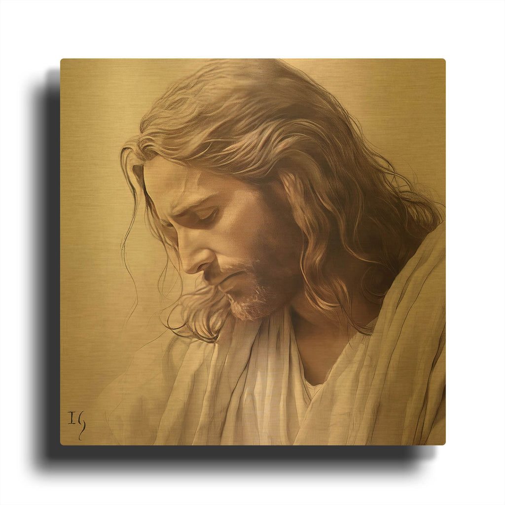 'Jesus - Whispers Of Grace' By Ivan Guaderrama Gold Metal Wall Art