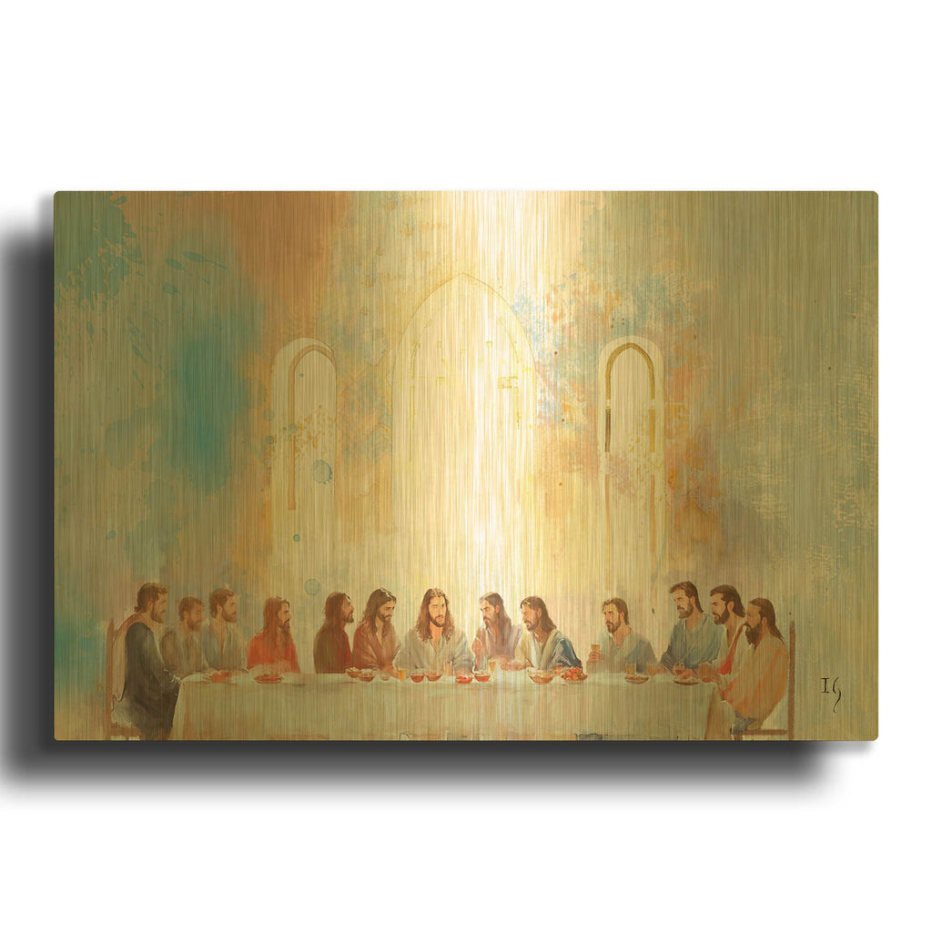 'The Last Supper - Last Gathering' By Ivan Guaderrama Gold Metal Wall Art