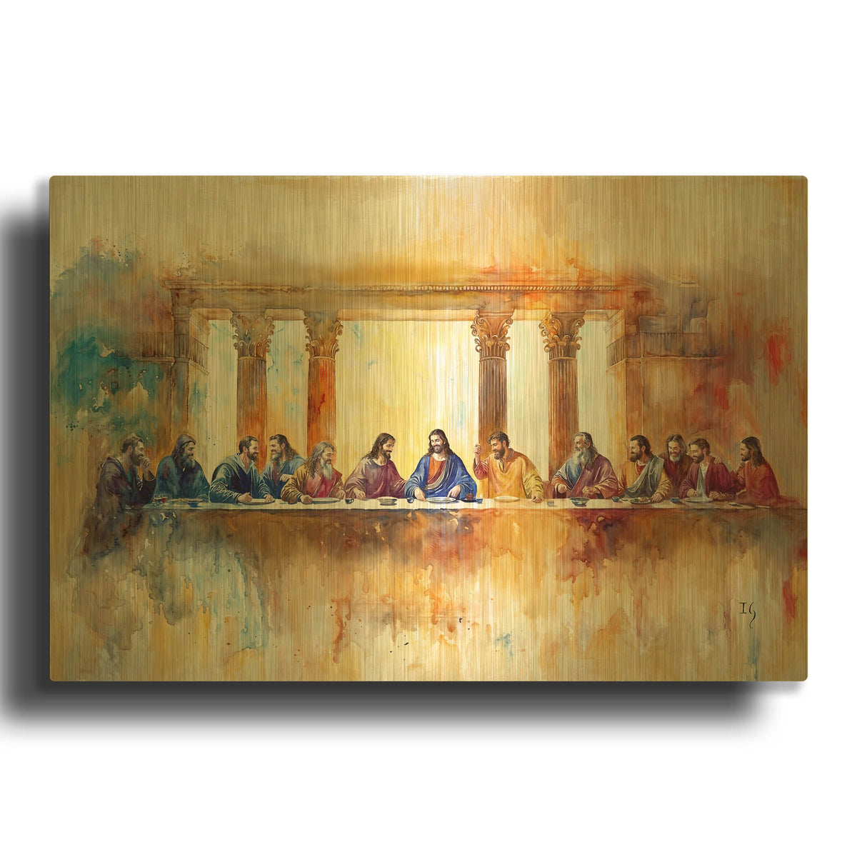 'The Last Supper - Whispers Of Eternity' By Ivan Guaderrama Gold Metal Wall Art