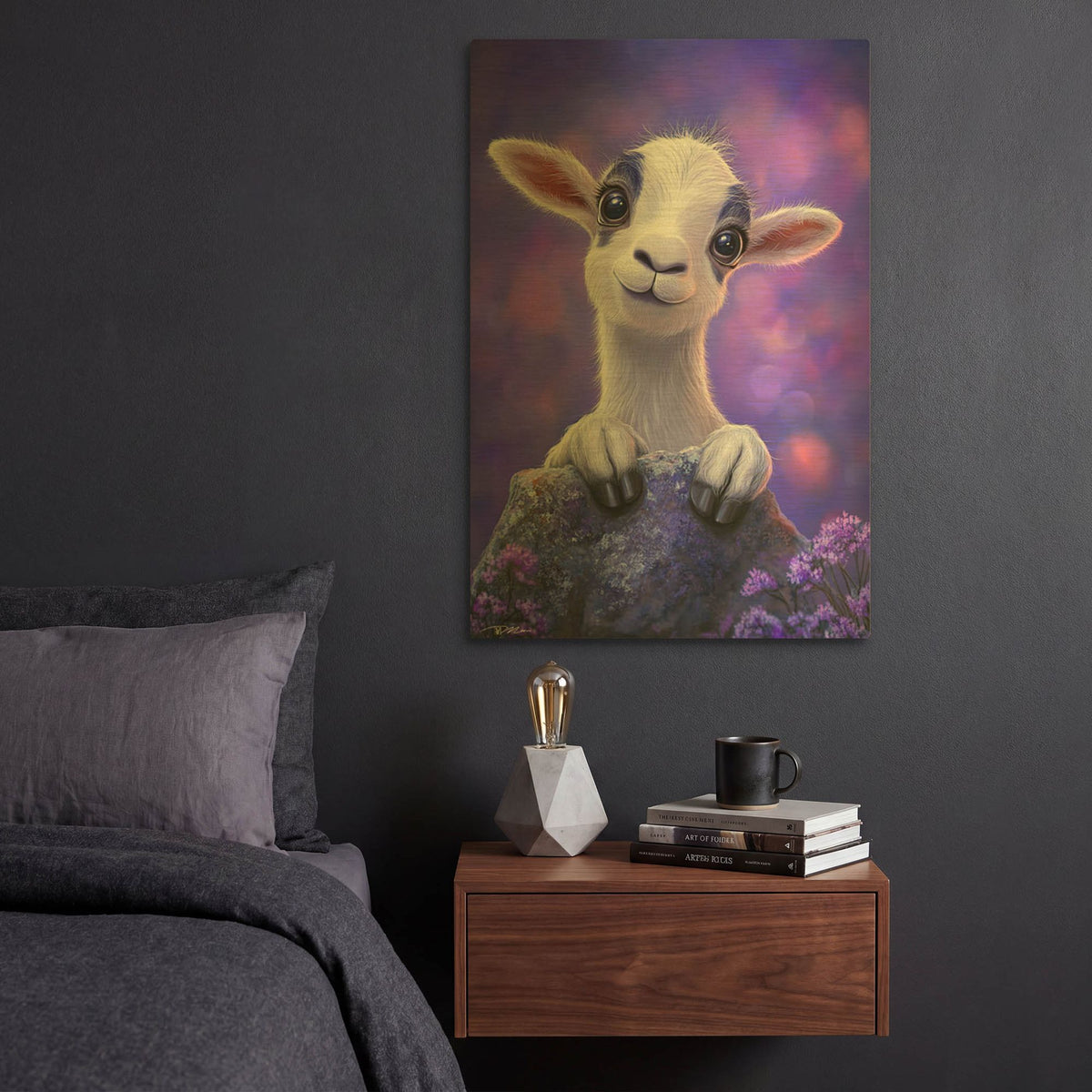 'A Cute Little Goat' By Momart Gold Metal Wall Art