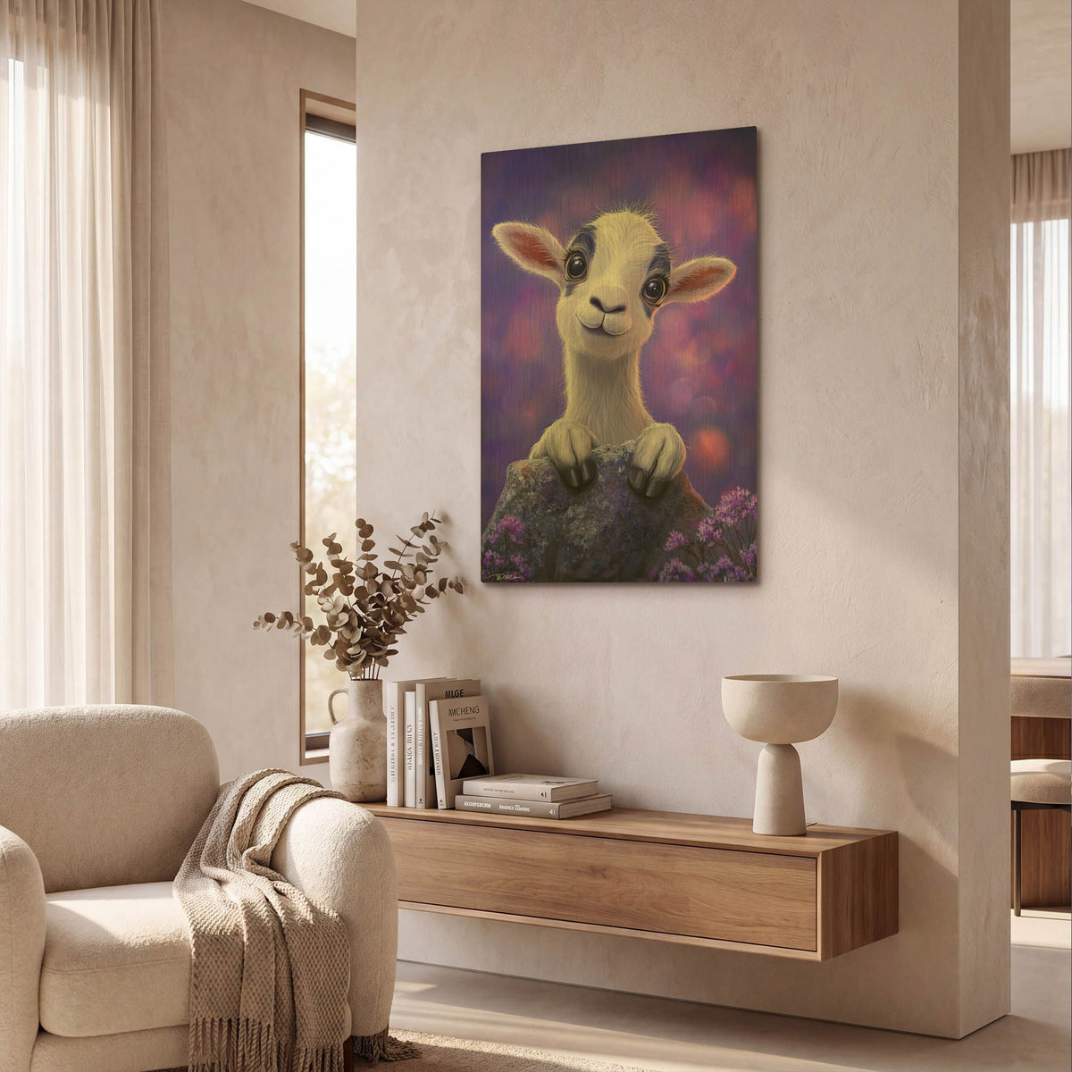 'A Cute Little Goat' By Momart Gold Metal Wall Art