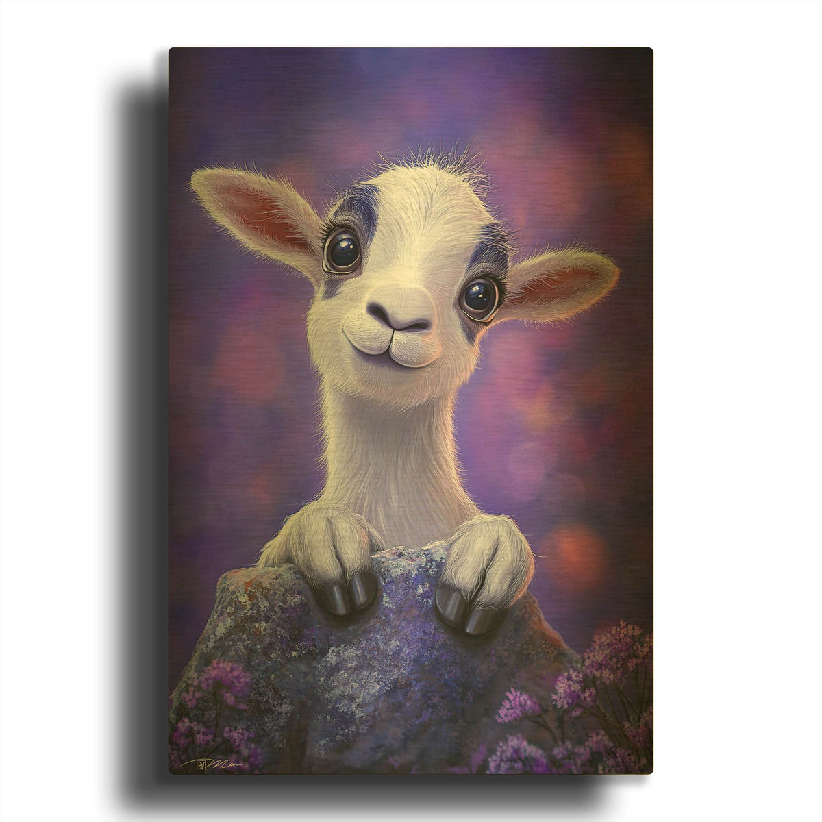 'A Cute Little Goat' By Momart Gold Metal Wall Art