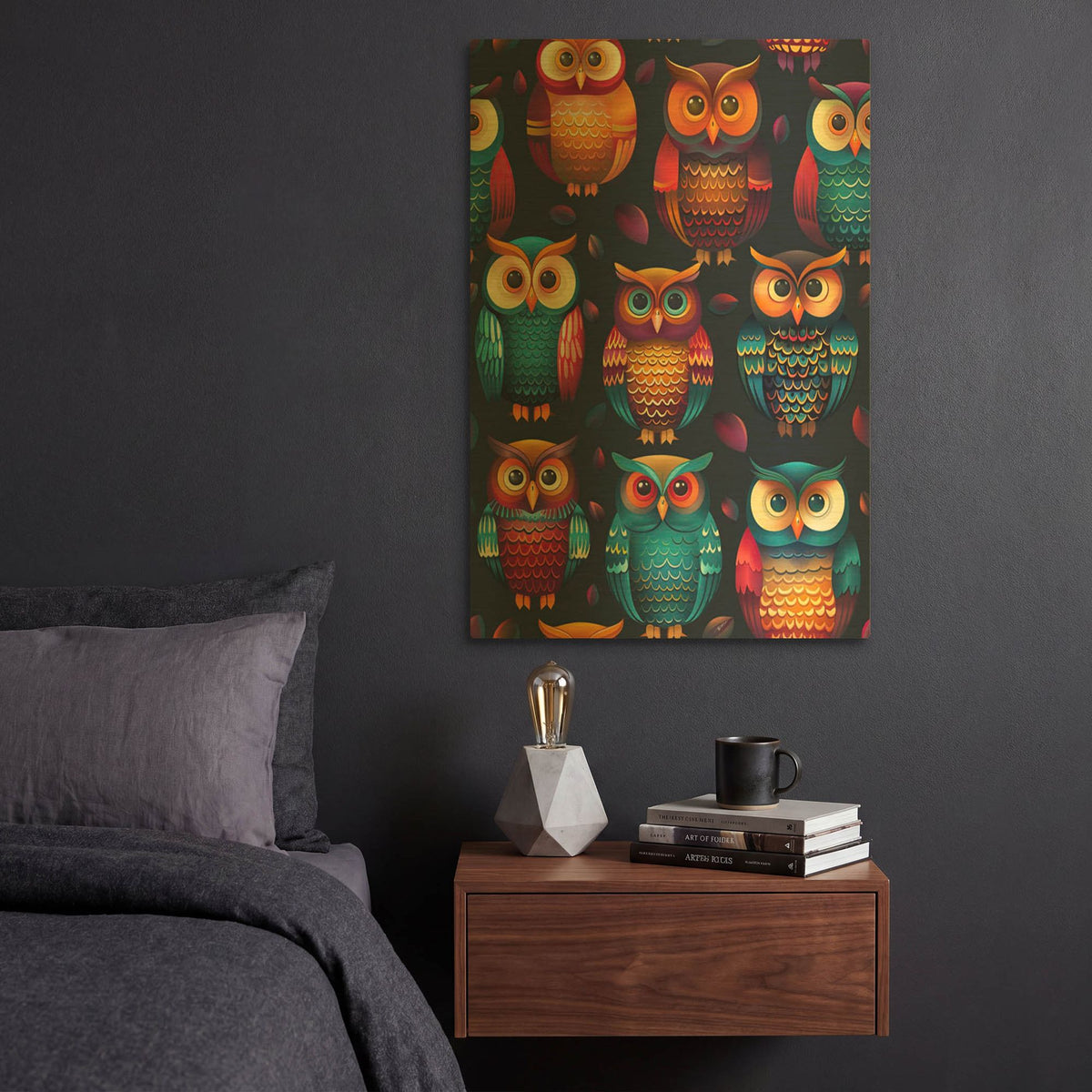 'Color Pattern Small Owl' By Momart Gold Metal Wall Art
