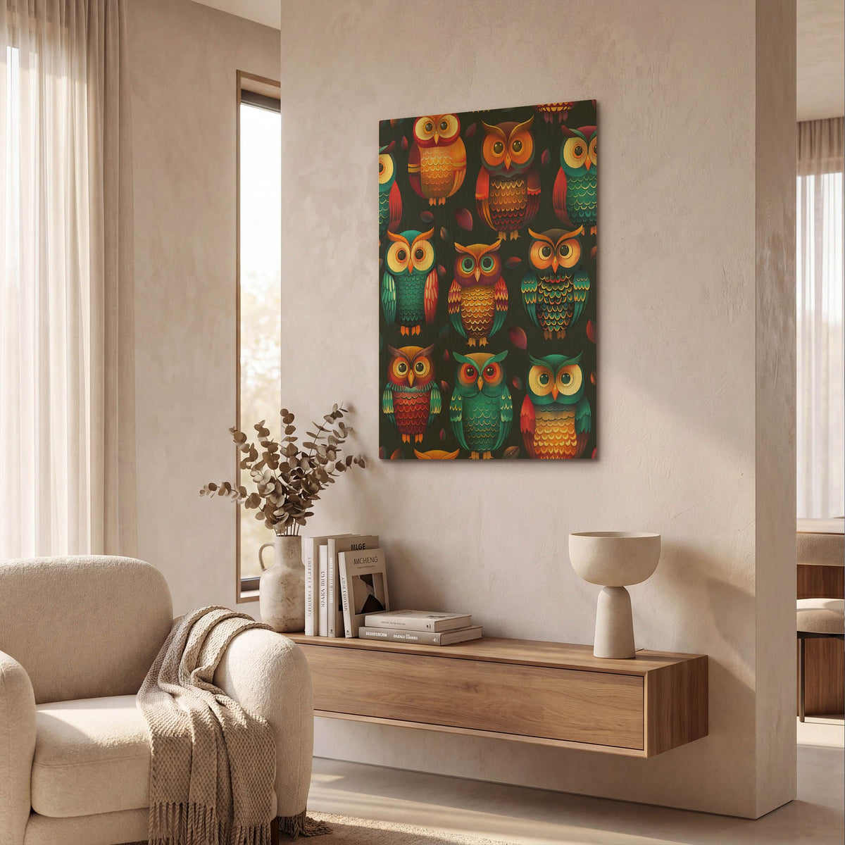 'Color Pattern Small Owl' By Momart Gold Metal Wall Art