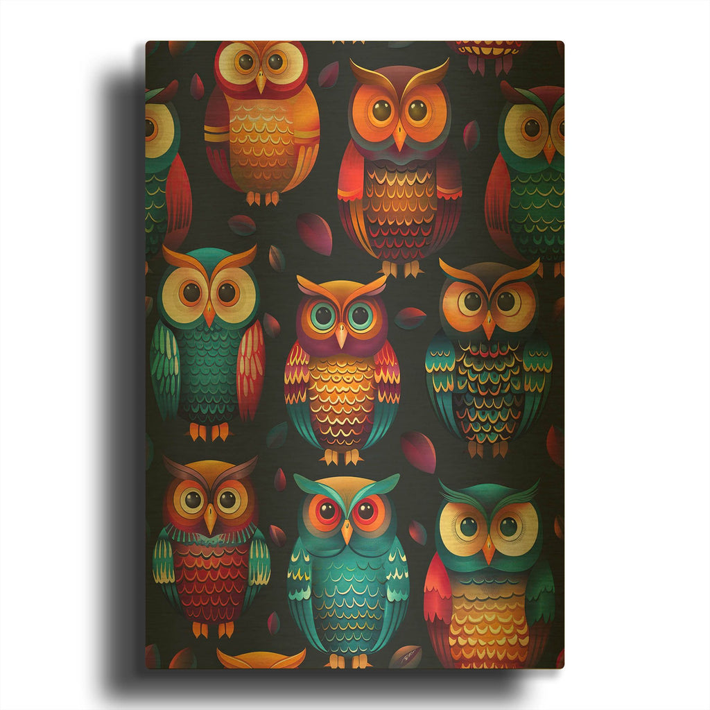 'Color Pattern Small Owl' By Momart Gold Metal Wall Art
