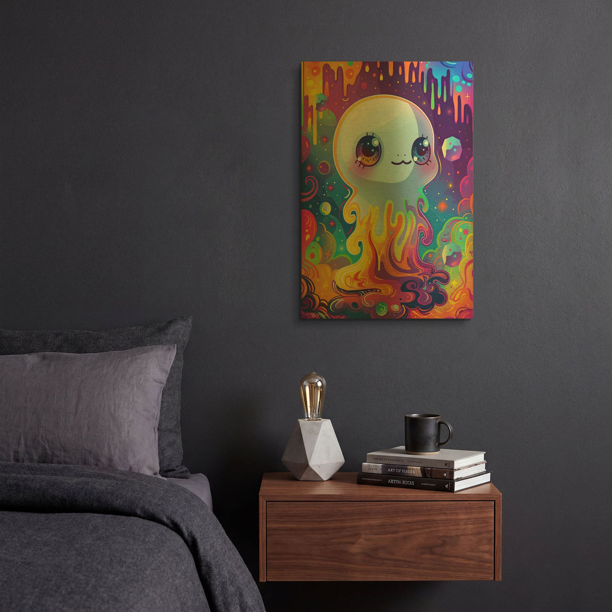 'Colorful Ghost' By Momart Gold Metal Wall Art
