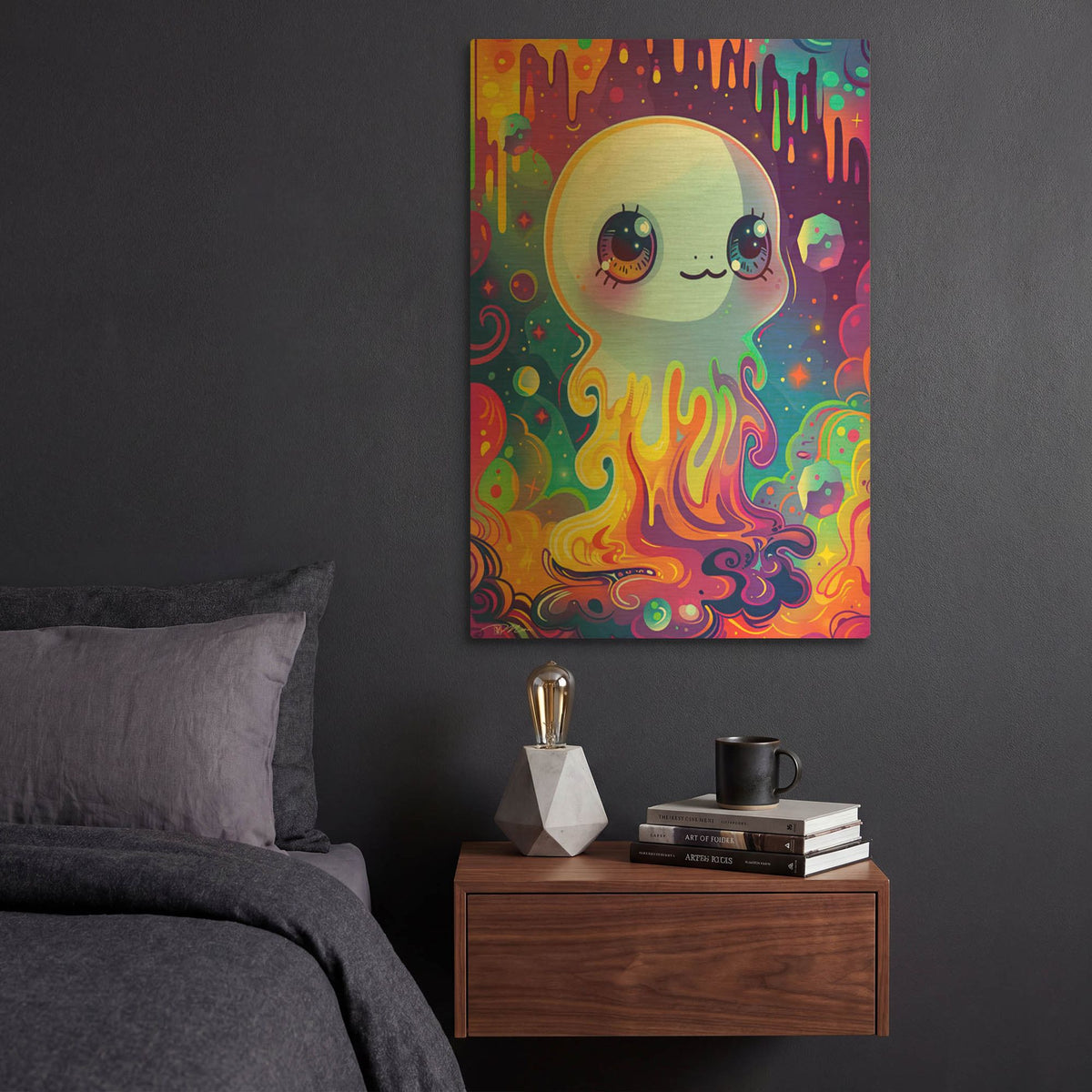 'Colorful Ghost' By Momart Gold Metal Wall Art