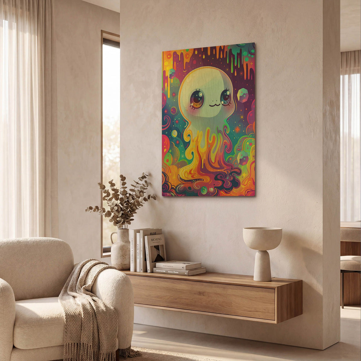'Colorful Ghost' By Momart Gold Metal Wall Art