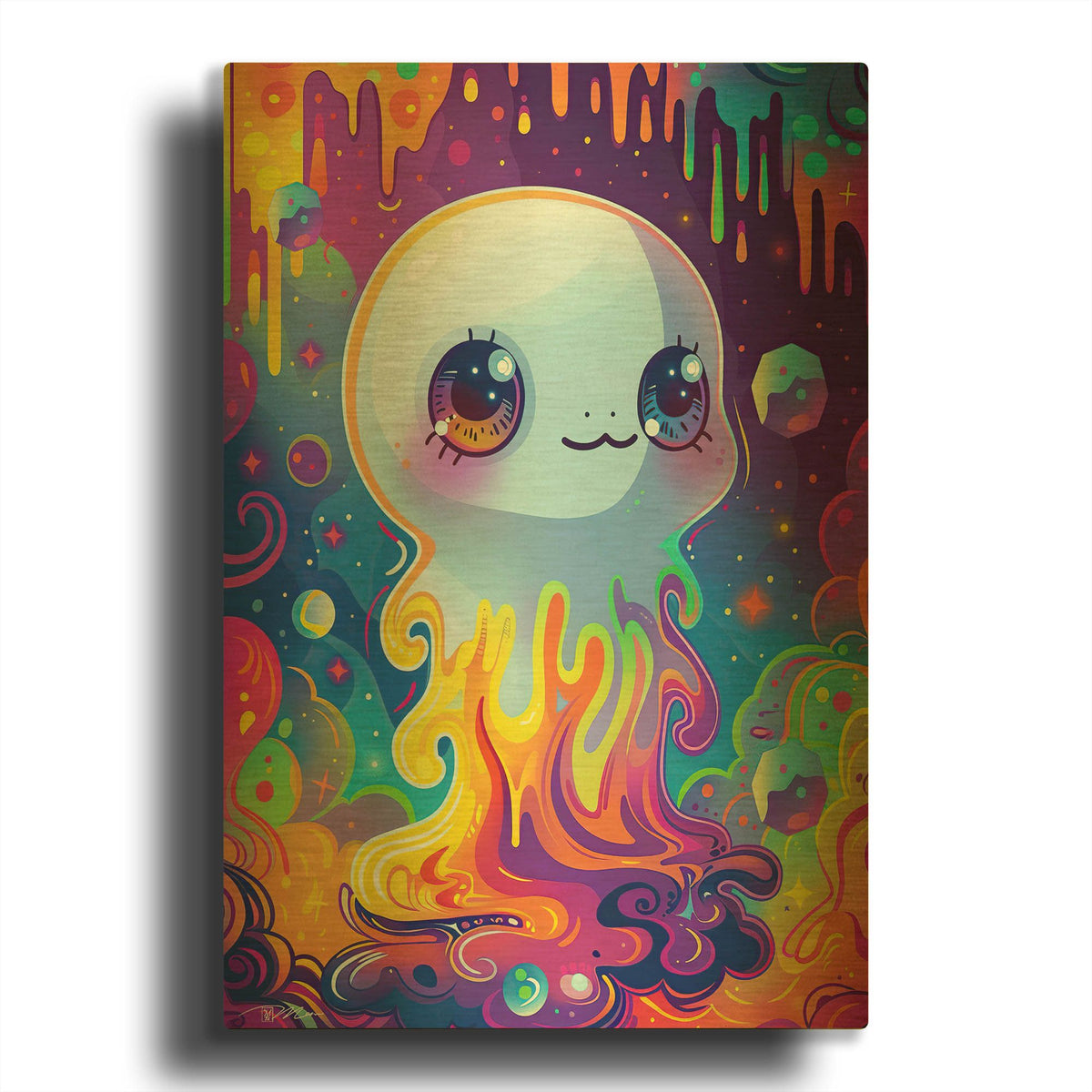 'Colorful Ghost' By Momart Gold Metal Wall Art