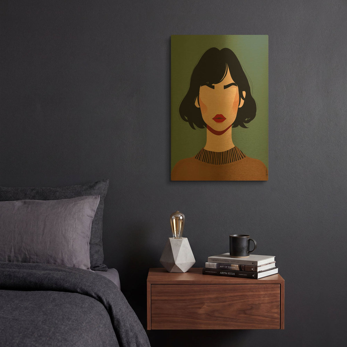 'Face Anonymous Vector 1' By Momart Gold Metal Wall Art