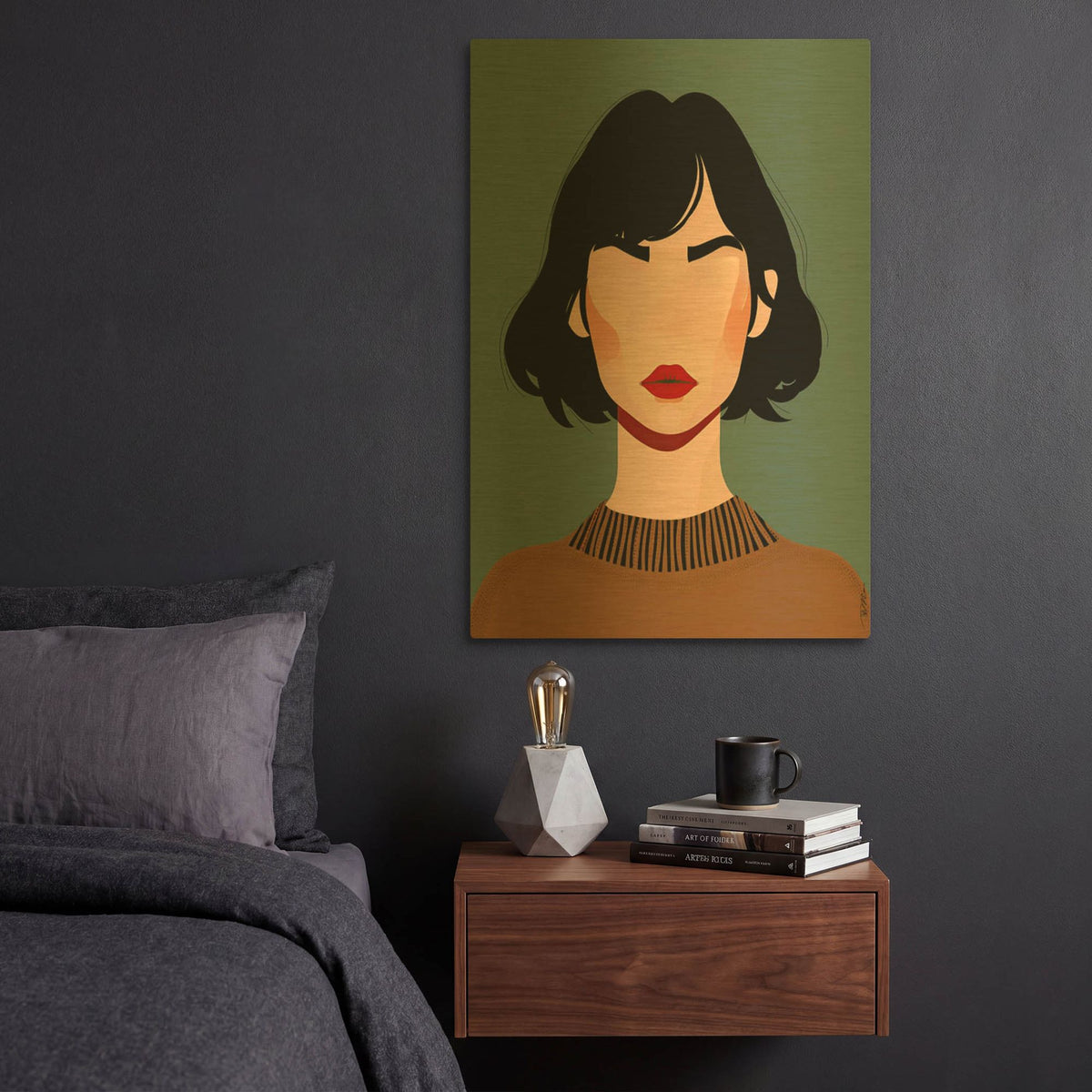'Face Anonymous Vector 1' By Momart Gold Metal Wall Art