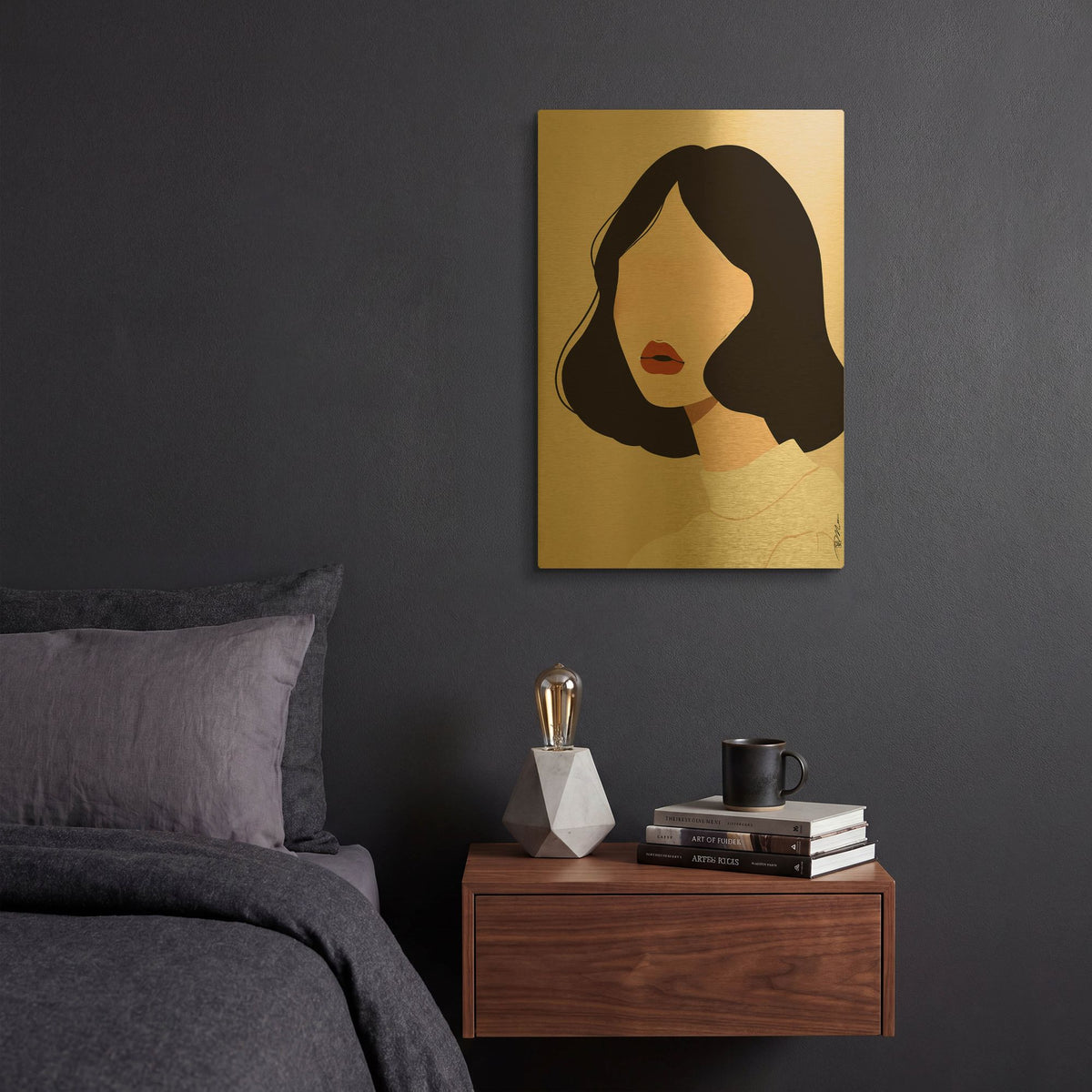'Face Anonymous Vector 2' By Momart Gold Metal Wall Art