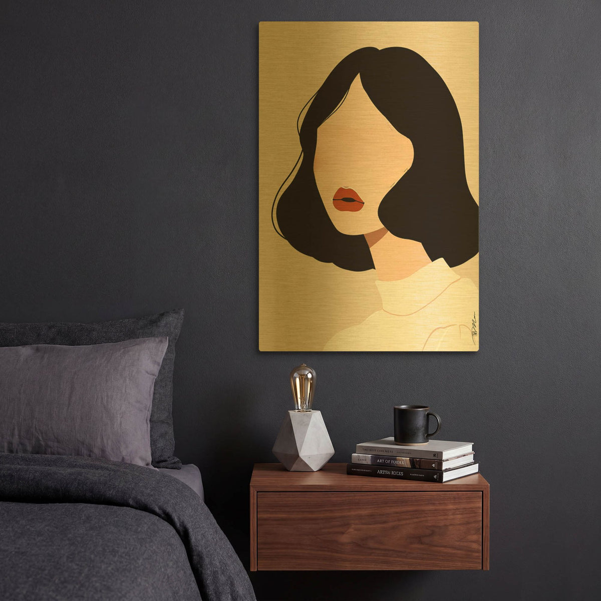 'Face Anonymous Vector 2' By Momart Gold Metal Wall Art