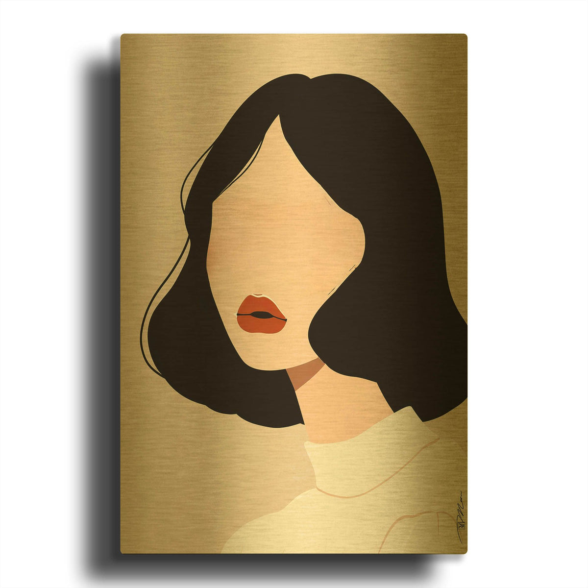 'Face Anonymous Vector 2' By Momart Gold Metal Wall Art