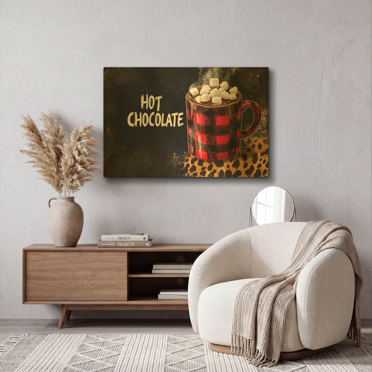 'Hot Chocolate Red Cup Black Background' By Momart Gold Metal Wall Art