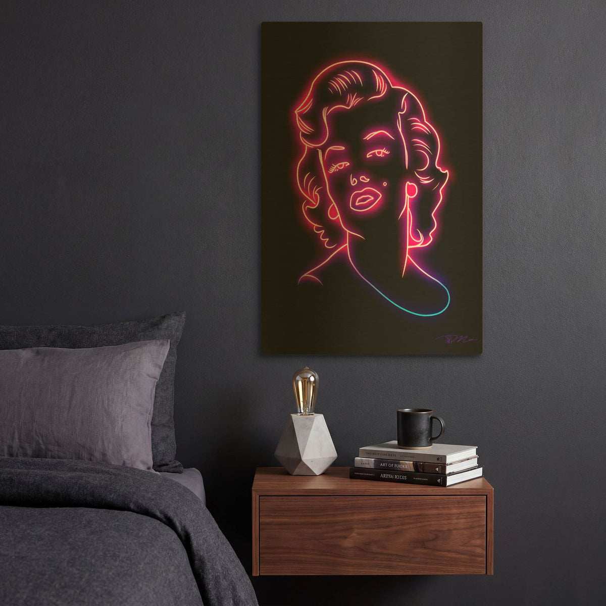 'Neon Marilyn' By Momart Gold Metal Wall Art