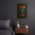 'Neon Martini Glass 2' By Momart Gold Metal Wall Art