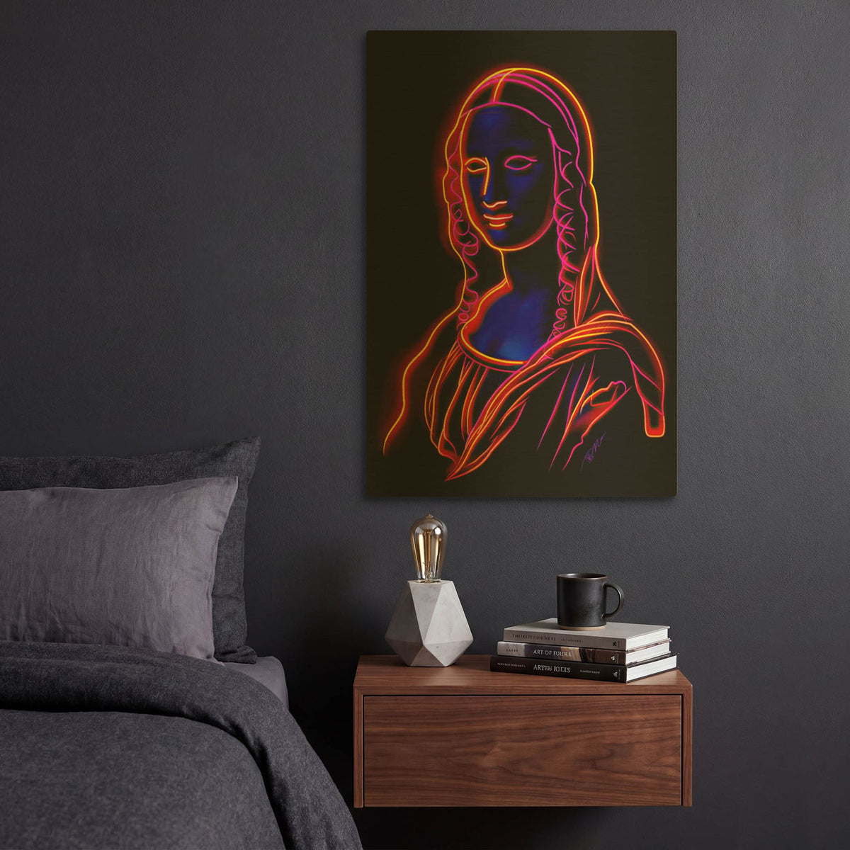 'Neon Mona Lisa' By Momart Gold Metal Wall Art