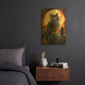 'Owl On The Tombstone' By Momart Gold Metal Wall Art