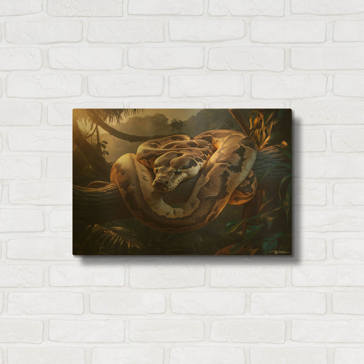 'Python In The Jungle' By Momart Gold Metal Wall Art