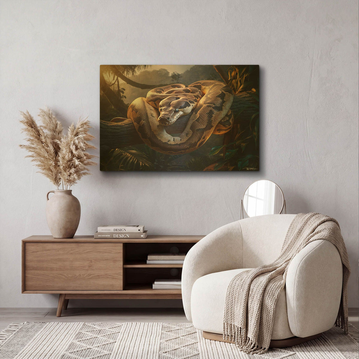 'Python In The Jungle' By Momart Gold Metal Wall Art