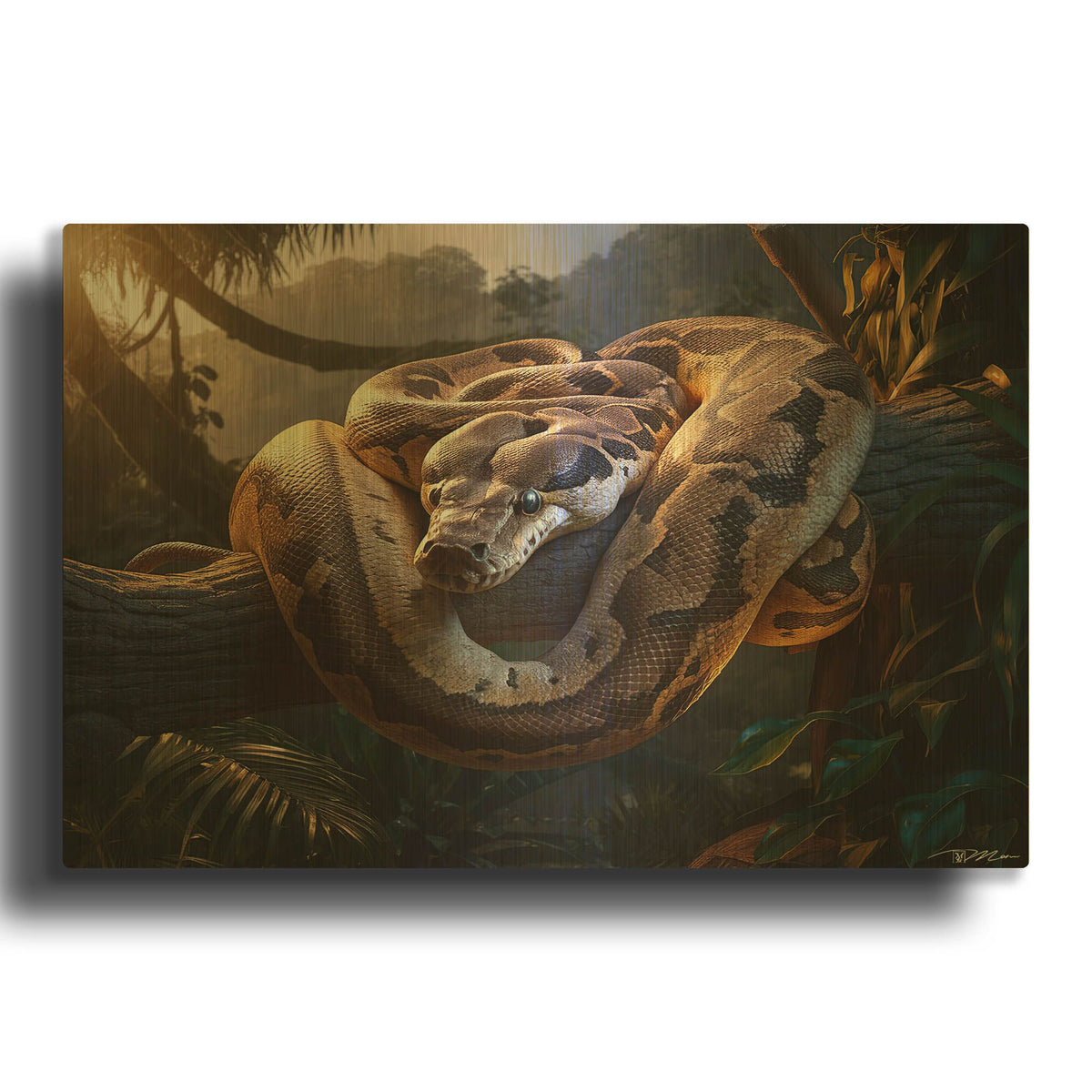 'Python In The Jungle' By Momart Gold Metal Wall Art
