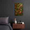 'Rabbit Among The Strawberries' By Momart Gold Metal Wall Art