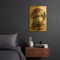 'Snow Globe With Vintage Snowman' By Momart Gold Metal Wall Art