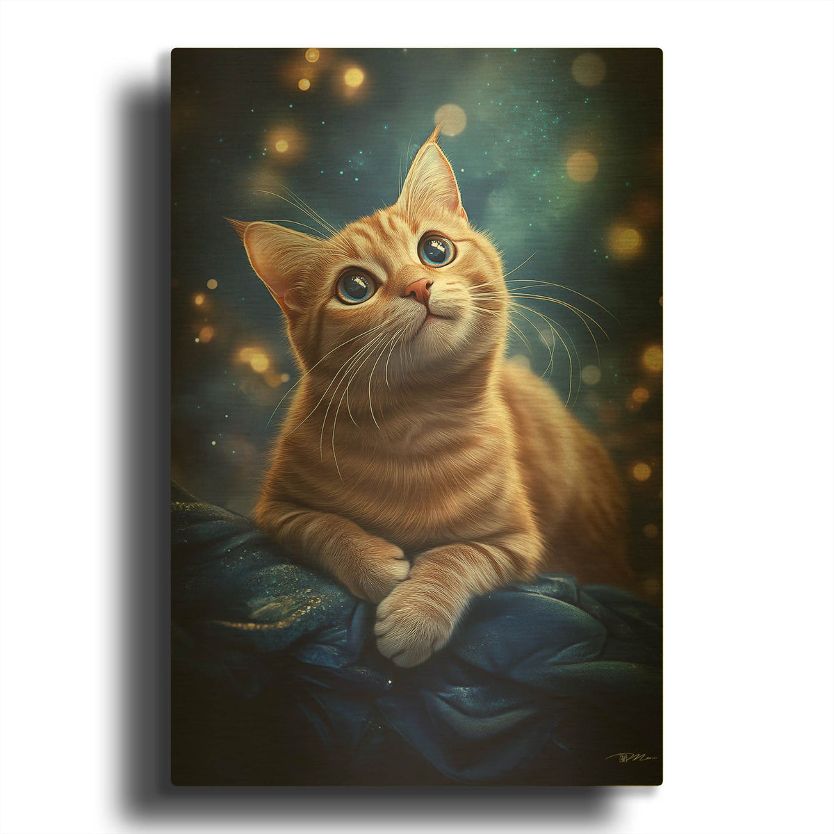 'The Dream Red Cat' By Momart Gold Metal Wall Art