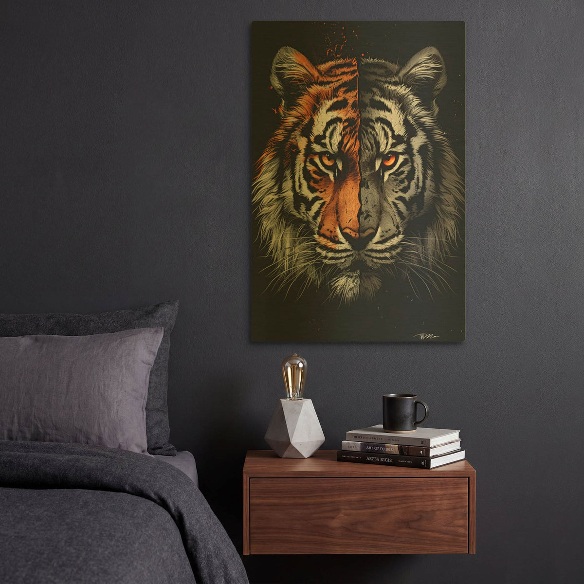 'Two-Faced Tiger' By Momart Gold Metal Wall Art