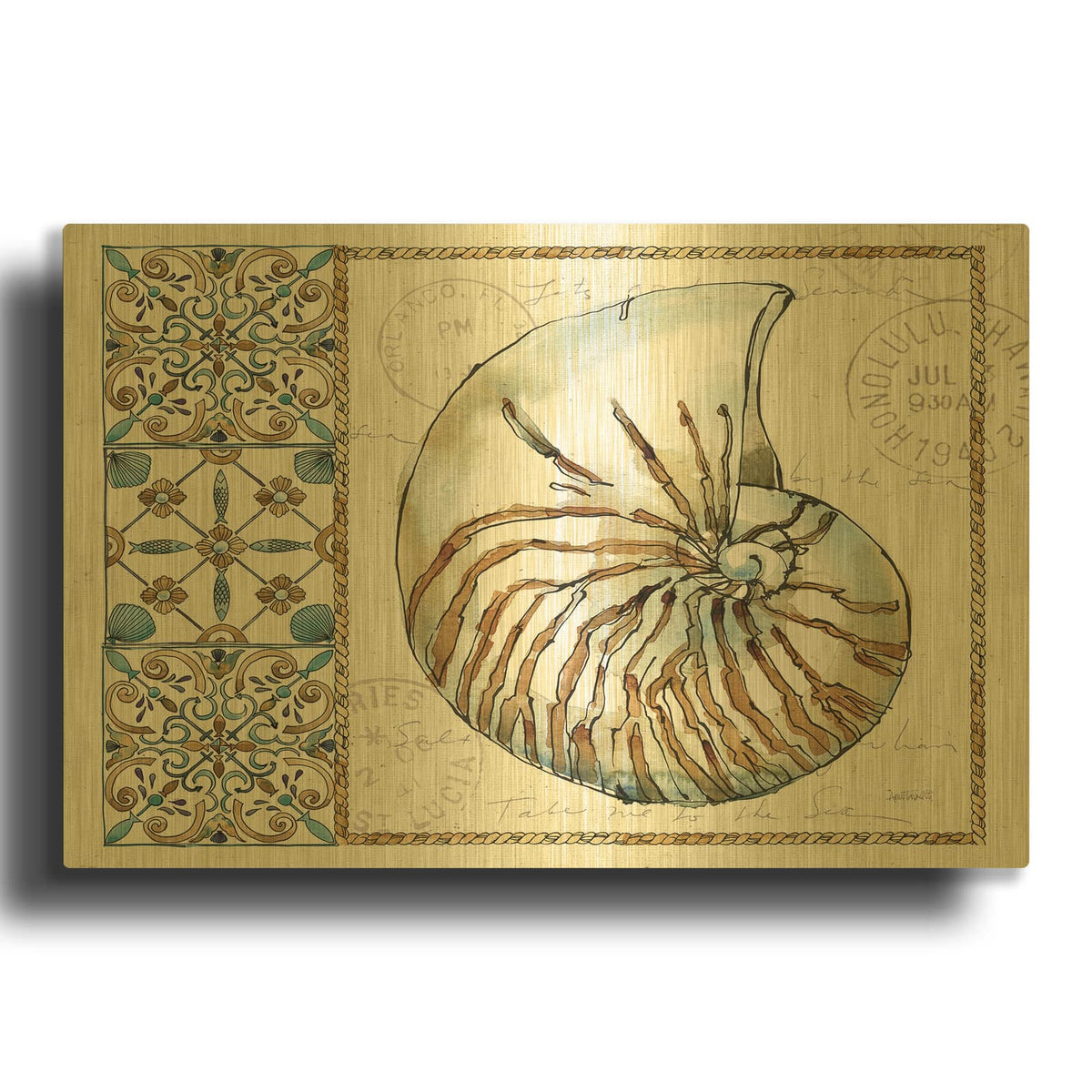 'Coastal Breeze 1' By Anne Tavoletti Gold Metal Wall Art
