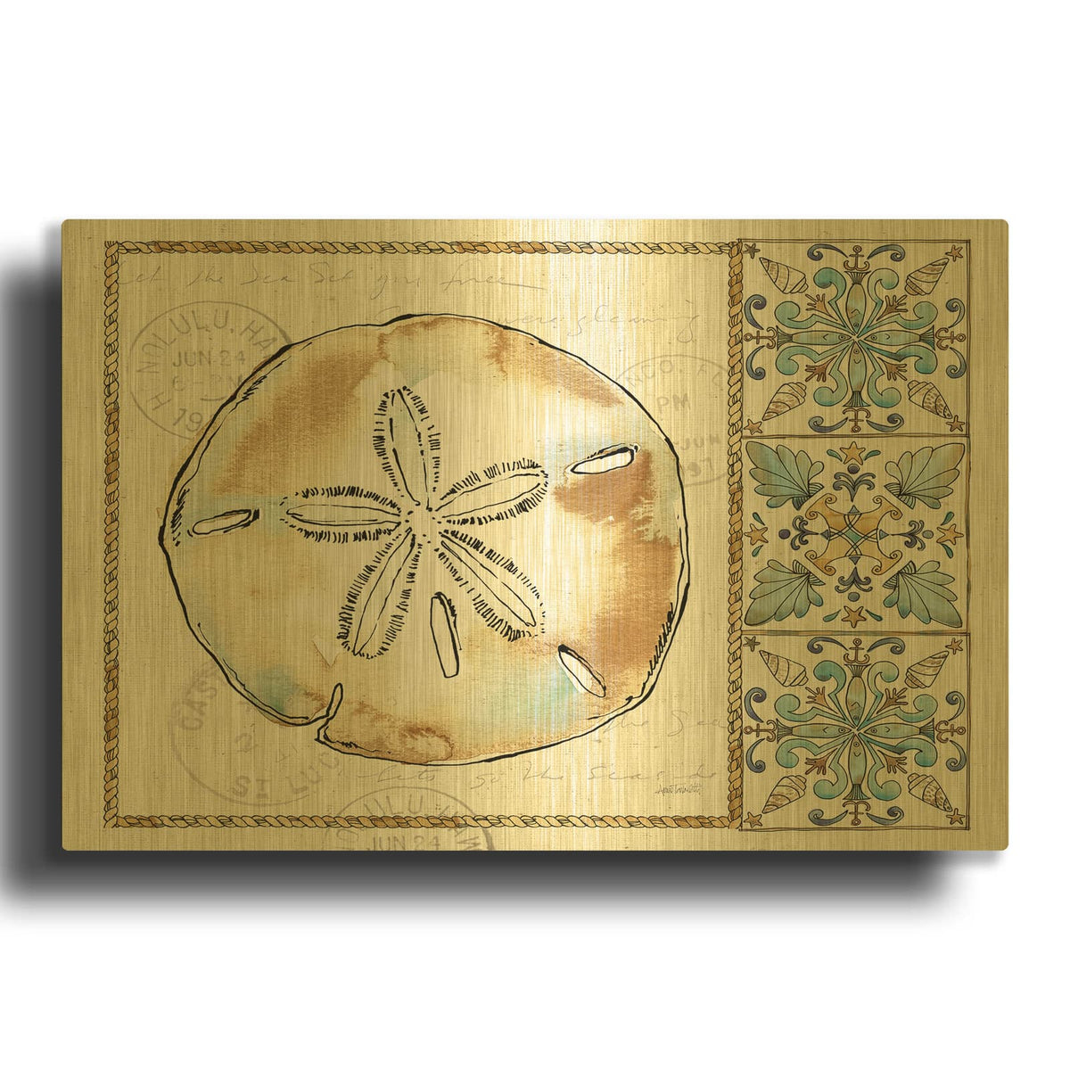 'Coastal Breeze 2' By Anne Tavoletti Gold Metal Wall Art