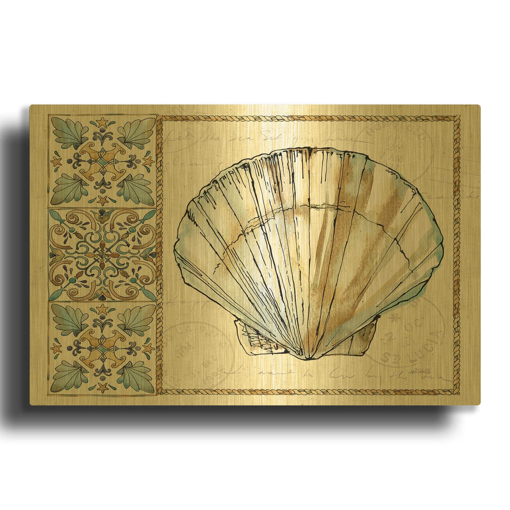 'Coastal Breeze 3' By Anne Tavoletti Gold Metal Wall Art